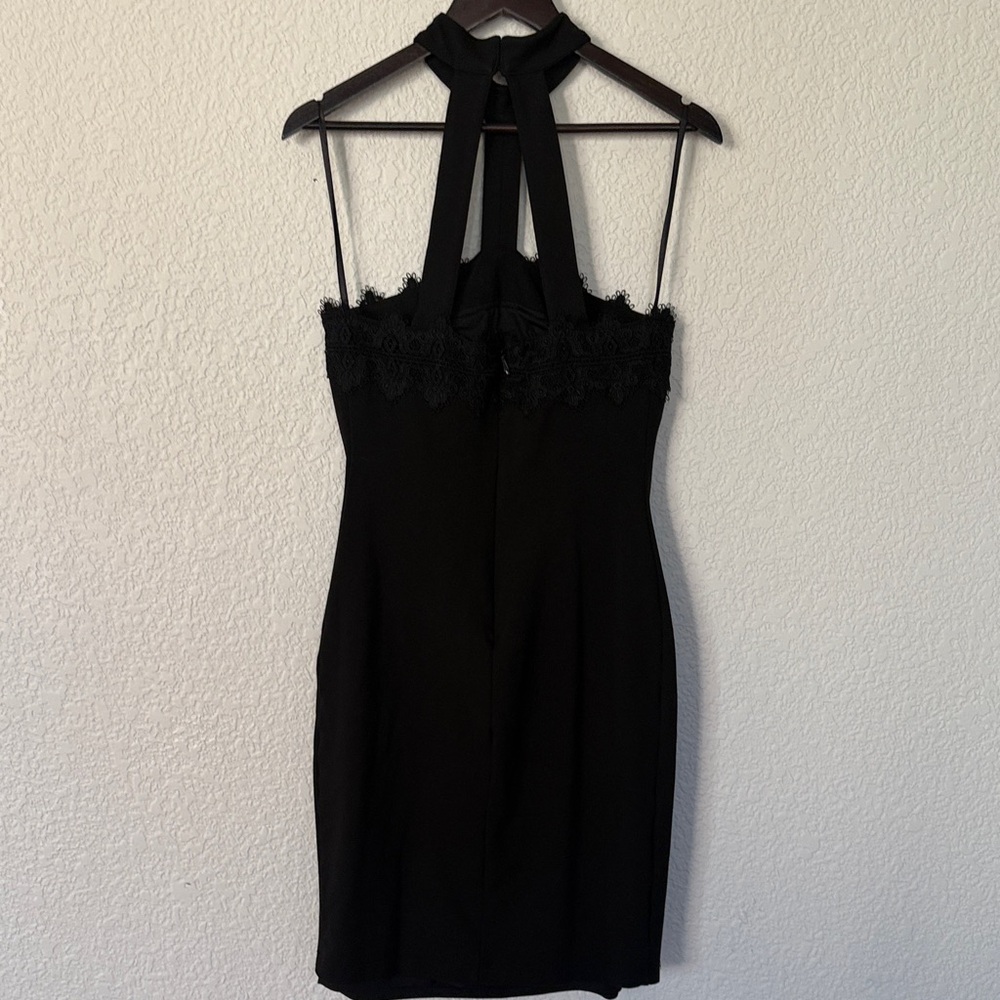 Marciano Black Lace-Trim Halter Style Evening Dress - Picture 14 of 16
